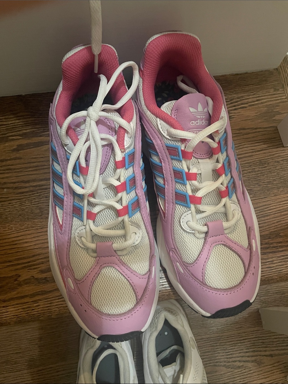 adidas Kids Pink White Blue Multi-Color Sneakers